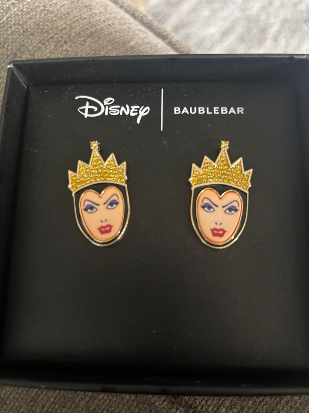 BaubleBar Disney Evil Queen Crown Stud Earrings - Gold, Yellow, Red, Purple